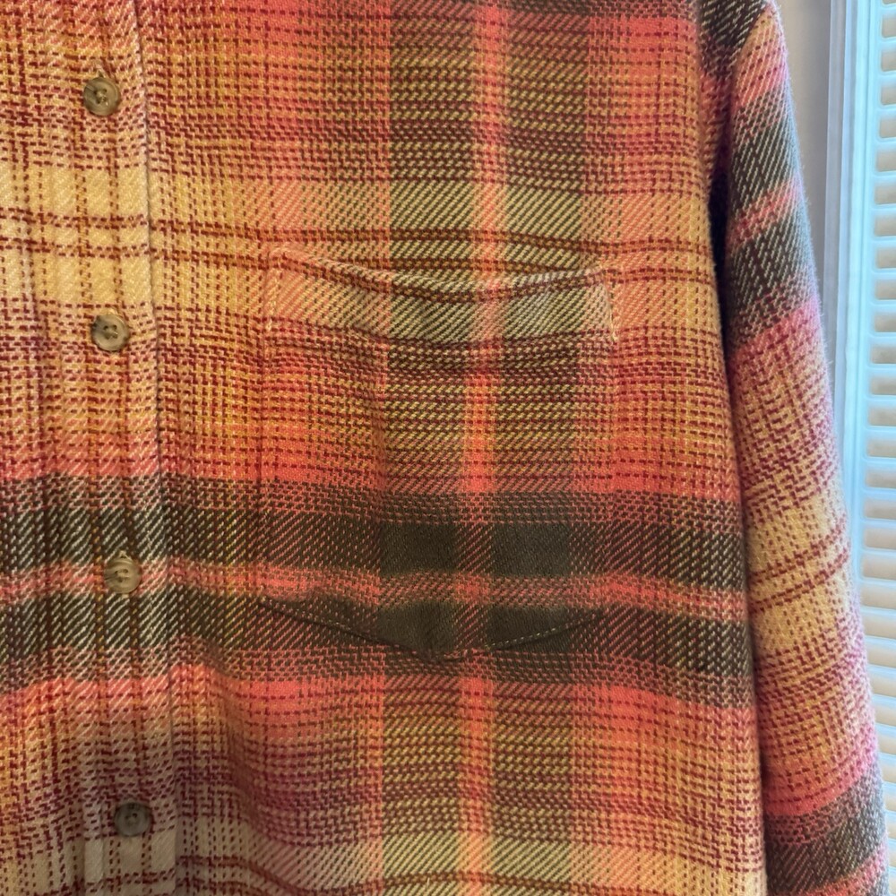 American Eagle Women's Long Sleeve Flannel Shirt Size Small Orange - Picture 2 of 9